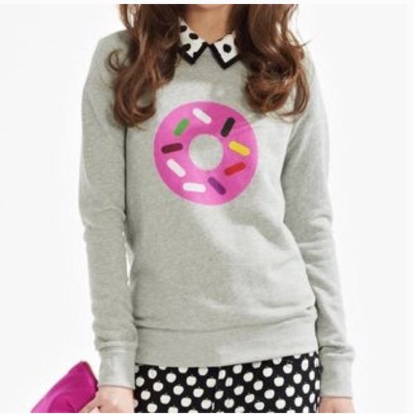 kate spade x darcel heather grey donut sweatshirt sweater size xl - Picture 1 of 5